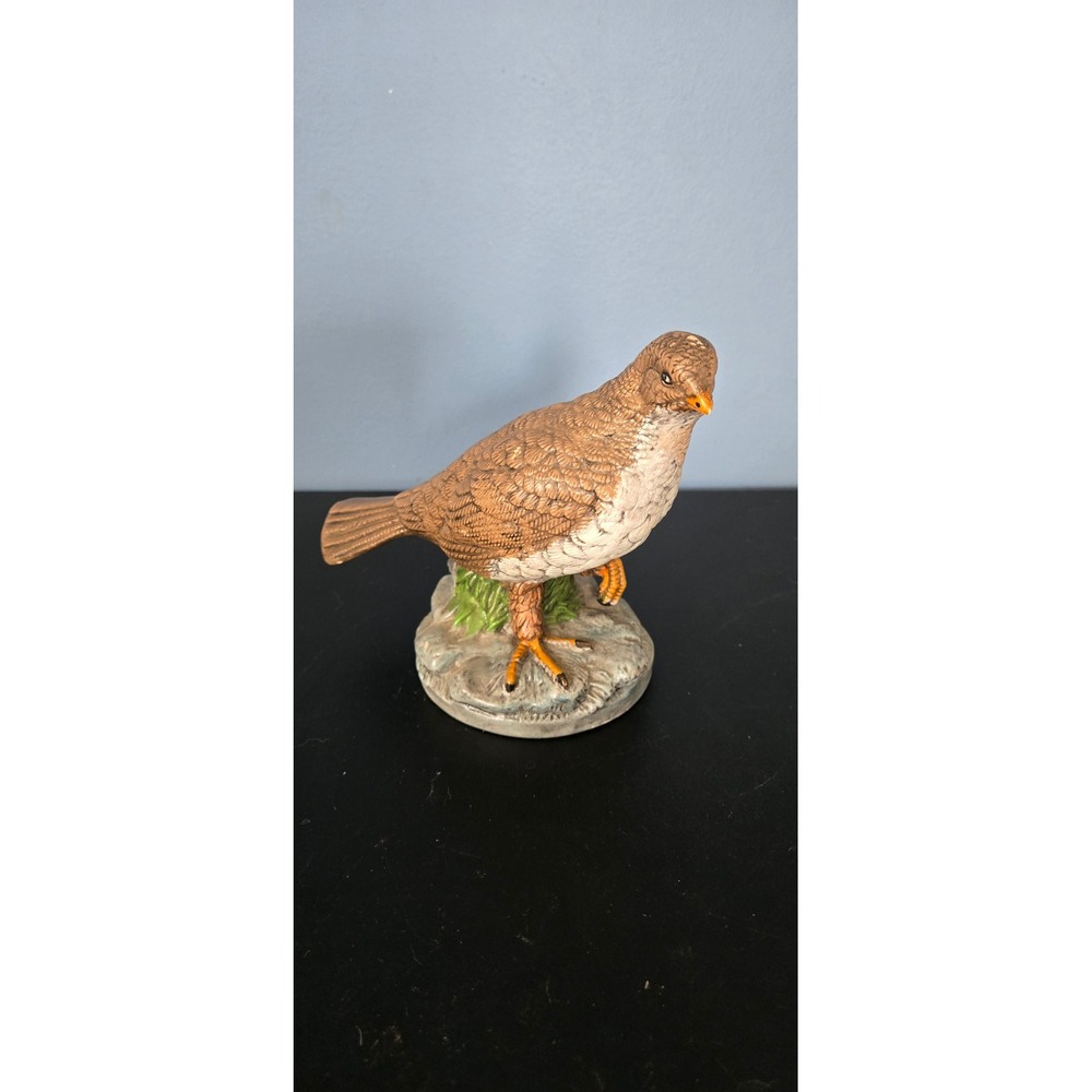 Vintage Ceramic‎ Partridge Quail Bird Figurine Hand Painted B.S.M. Signed Brown